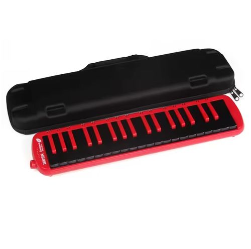 מלודיקה 37 קלידים KS-F37SRED בצבע אדום - מכשיר נגינה איכותי עם לוחות קנים מנחושת ותיק נשיאה מצורף