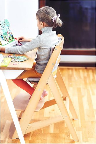 כיסא אוכל רב שלבי Modular עשוי עץ מלא עם מגש ורתמות - חרס