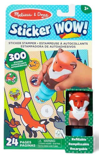 Sticker WOW! חוברת מדבקות 24 דפים עם מכשיר הדבקה אוטומטי ו 300 מדבקות - שועל