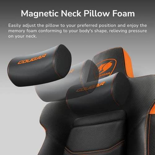 כרית צוואר מגנטית עם Memory Foam בכיסא COUGAR Armor Evo Royal להפחתת לחץ ותמי