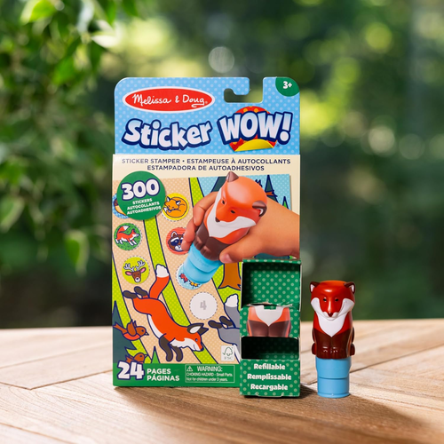 Sticker WOW! חוברת מדבקות 24 דפים עם מכשיר הדבקה אוטומטי ו 300 מדבקות - שועל 6