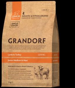 גרנדורף גוניור כבש מזון הוליסטי והיפואלרגני לגורים מגיל 4 חודשים, כלבות בהריון ומניקות מכל הגזעים 3 ק"ג  GRANDORF