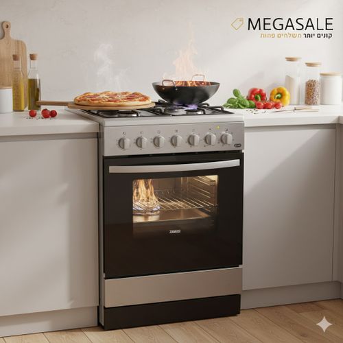 ‏תנור משולב כיריים Zanussi ZCK67201 זנוסי
