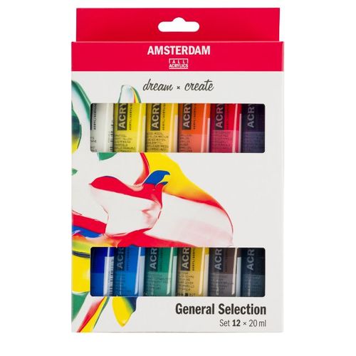 סט צבעי האקריליק (12×20 מל) Amsterdam General Selection