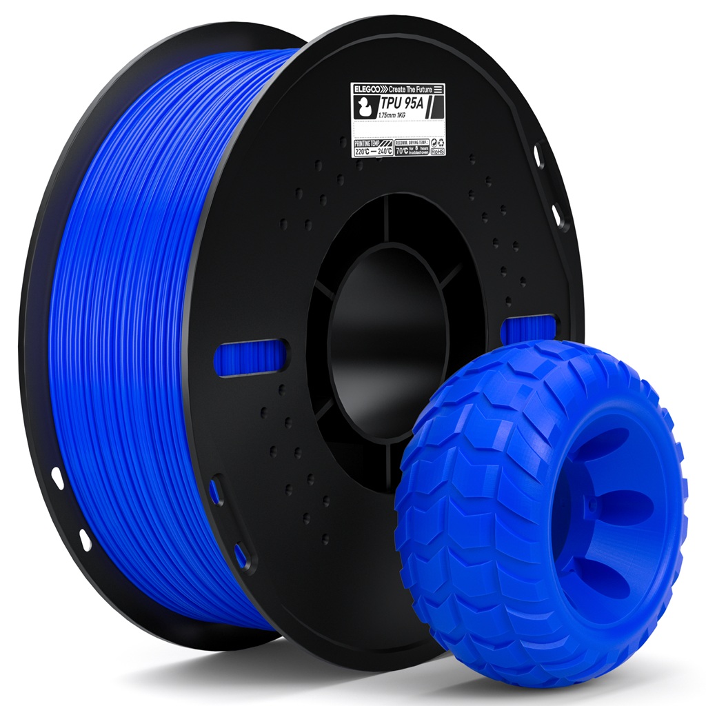 פילמנט גמיש כחול 1 ק"ג גרם 1.75 מ"מ- ELEGOO TPU 95A Blue