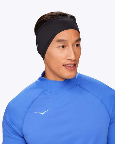 HOKA 1147315 M Run Fleece Headband סרט ראש שחור ספורטיבי