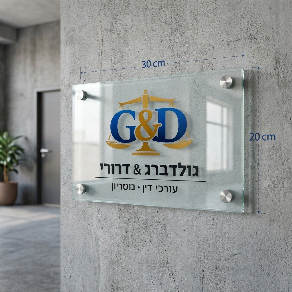 שלט כניסה למשרד מזכוכית