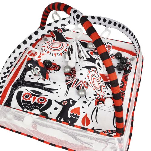 אוניברסיטה עם משטח פעילות ובריכת כדורים Animals & Smiles - שחור/אדום/לבן