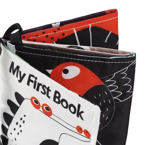 ספרון בד התפתחותי דו-צדדי Animals & Smiles - שחור/לבן/אדום וצבעוני