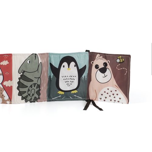 ספרון בד התפתחותי דו-צדדי Animals & Smiles - שחור/לבן/אדום וצבעוני