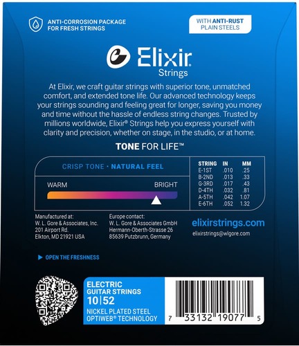 סט מיתרים לחשמלית ELIXIR OPTIWEB 19077 10-52