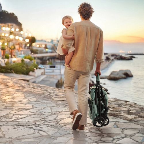 טיולון סופר קלילי עם קיפול ביד אחת טאורמינה Taormina - אפור פחם