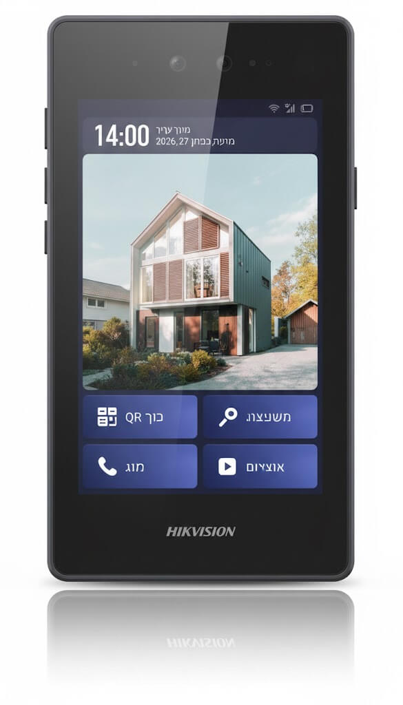 Hikvision DS-KD9403-E6 | פאנל אינטרקום IP יוקרתי עם מסך מגע "8 קעור וזיהוי פנים מתקדם