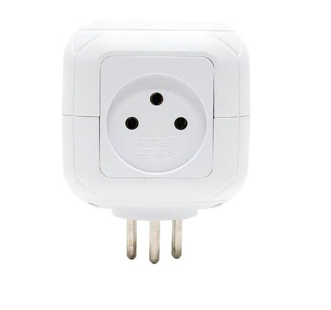 קובייה מפצל חשמל 4 שקעים + TYPE C ו-USB סמיקום SEMICOM SW-CUB4UC