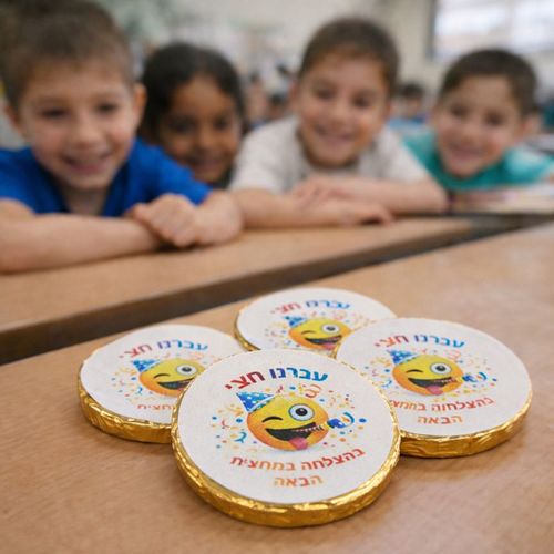 מטבע שוקולד מתנה לתלמידים למחצית 