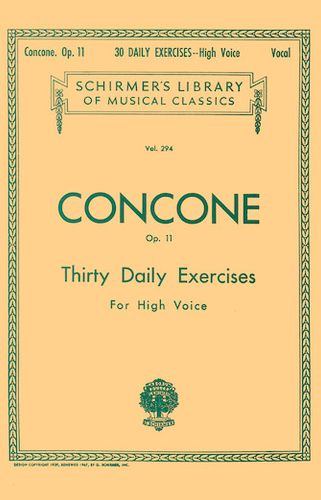 ספר תווים לשירה Joseph Concone - 30 Daily Exercises, Op. 11 - High Voice