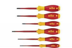 WIHA 38362 - סט 6 מברגים מקצועי קצה דק slimFix לחשמלאים SoftFinish® שטוח+פיליפס (PH & PZ & SL/PZ)