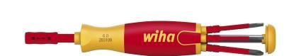 WIHA 38612 - מברג מקצועי ראש מתחלף slimBits לחשמלאים כולל מחסנית LiftUp עם 6 ראשים שטוח+פיליפס (PH & SL)