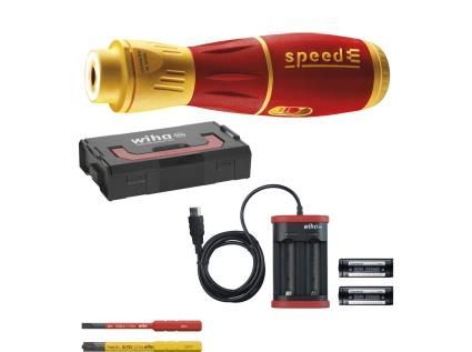 WIHA 44318 - מברג חשמלי מקצועי ראש מתחלף speedE® II כולל 2 ביטים מטען סוללה וארגז L-Boxx Mini