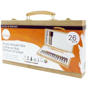 מזוודת עץ צבעי אקריליק Daler Rowney Simply, סט 26 חלקים