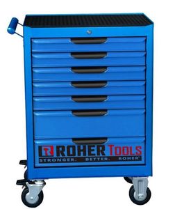 עגלת כלים 7 מגירות ROHER כחולה כולל מנגנון Interlock