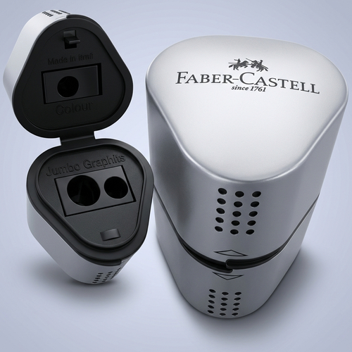 מחדד עם מיכל Faber-Castell, כפול לעפרונות רגילים וג?מבו