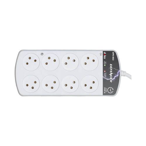 רב שקע 8 כולל מגן ברקים + כבל 1 מ' DEKO DPS-10S2