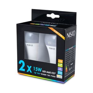 זוג נורות LED E27 15W אור לבן DL