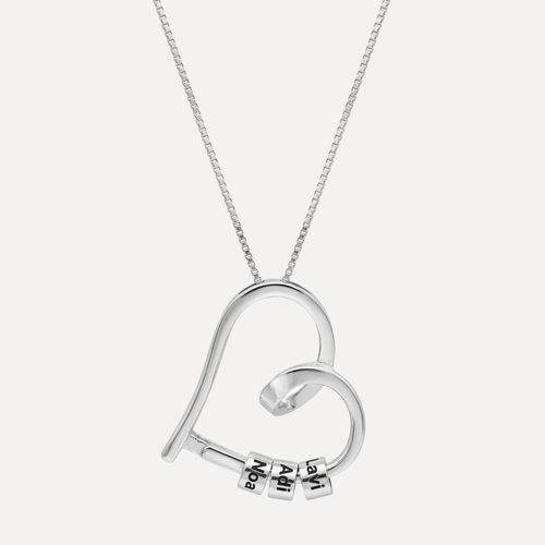 שרשרת לב בעיצוב חרוזי חריטה 