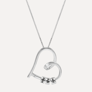 שרשרת לב בעיצוב חרוזי חריטה 