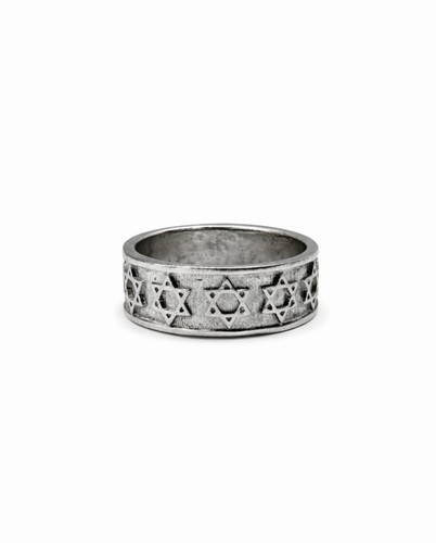 טבעת מגן דוד – כסף 925 בעיצוב מחוספס