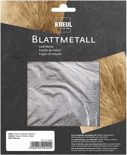 6 דפי זהב בגוון SILVER, גודל  14x14 ס