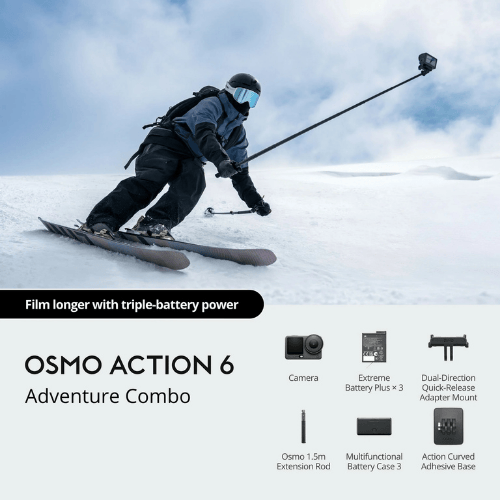 מצלמת אקסטרים עם אביזרים DJI Osmo Action 6 Adventure Combo