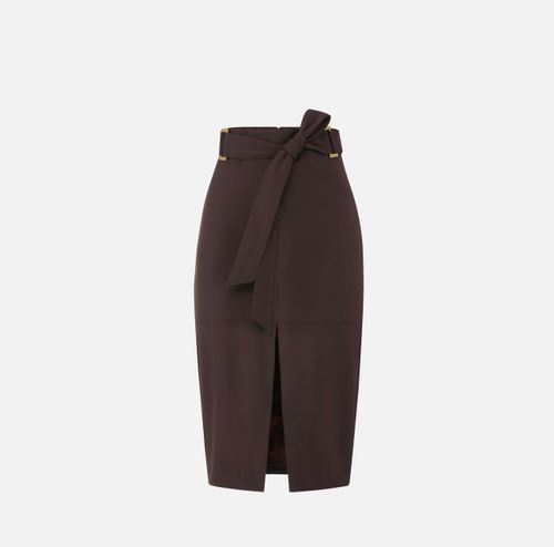 belted midi skirt,- color Cacao