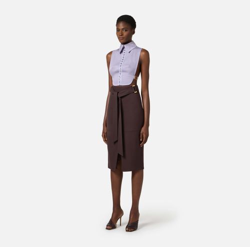 belted midi skirt,- color Cacao
