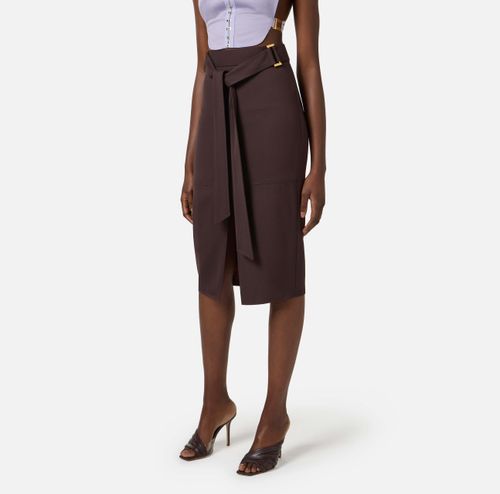 belted midi skirt,- color Cacao