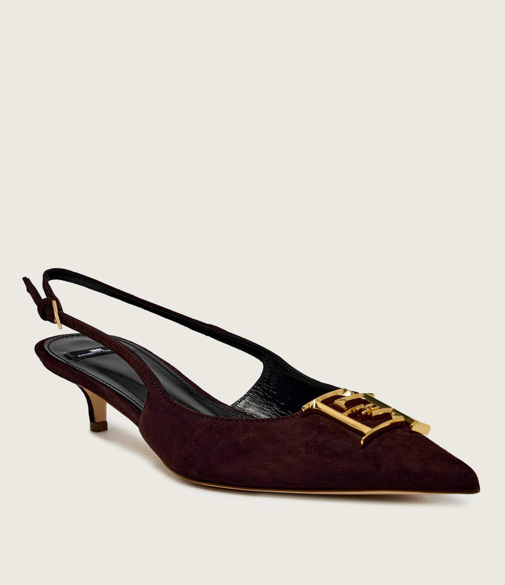 Suede slingbacks with logo detail - Color cacao