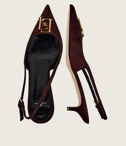 Suede slingbacks with logo detail - Color cacao