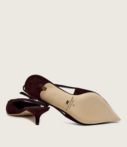 Suede slingbacks with logo detail - Color cacao