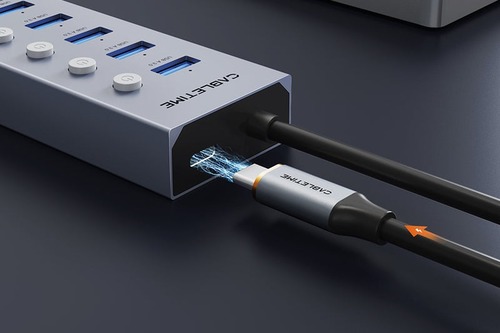 רכזת 7 Port Powered USB 3.0 Hub Splitter With Long Cable for Laptop PC