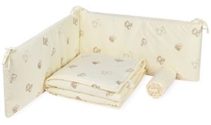 סט מצעים 3 חלקים למיטת תינוק בגודל מטר 100% כותנה - Teddy