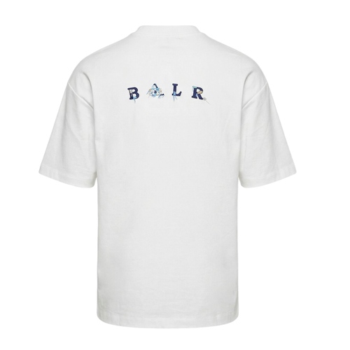 חולצה BALR מידות XS-XXL לגברים בגוון לבן עם רקמה צבעונית