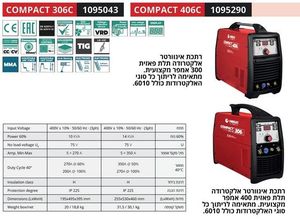 HELVI COMPACT 406C - רתכת אלקטרונית MMA+TIG 400A תלת פאזי