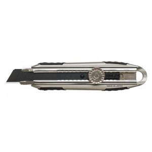 סכין חיתוך OLFA MXP-L מיצוק אלומיניום 18 מ"מ עם נעילת גלגל ערוץ נירוסטה מוקשה ציפוי גומי Over-mold להב Excel Black Metal Hyper PRO תוצרת יפן