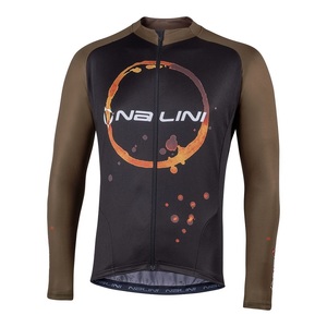 חולצה ארוכה לרכיבת אופניים לגברים BAS COFFEE JERSEY שחור אלסטית דקה ומאווררת