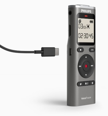 טייפ מנהלים Philips VoiceTracer DVT1170 מקליט קול דיגיטלי 8GB
