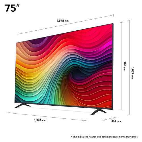 טלוויזיה חכמה 55″ 4K עם בינה מלאכותית, שלט חכם, HDR10 ו-webOS24‏ LG 75NANO81T6A