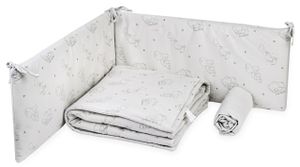 סט מצעים 3 חלקים למיטת תינוק בגודל מטר 100% כותנה - Elephant