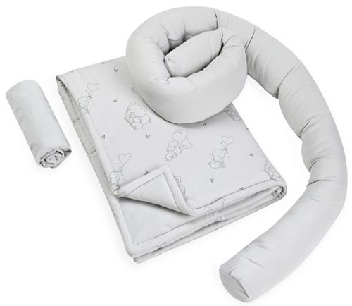 סט מצעים לעריסה עם כרית נחשוש 100% כותנה - Elephant