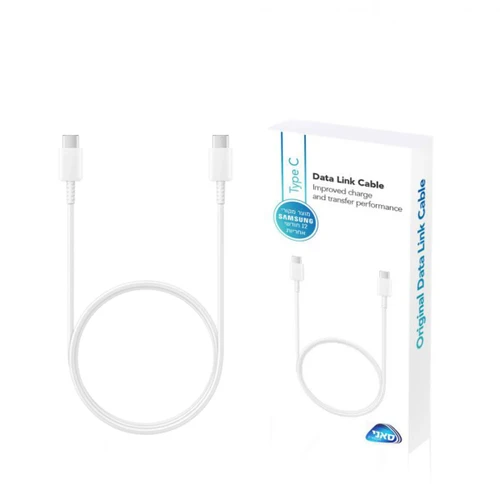 כבל טעינה והעברת נתונים טייפ סי לטייפ סי Samsung Type-C Type-C באורך 1.8 מטר - צבע לבן